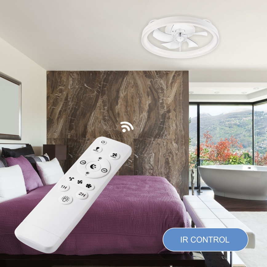LED Dimbare plafondlamp met ventilator FARGO LED/37W/230V wit + afstandsbediening