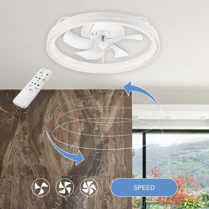 LED Dimbare plafondlamp met ventilator FARGO LED/37W/230V wit + afstandsbediening