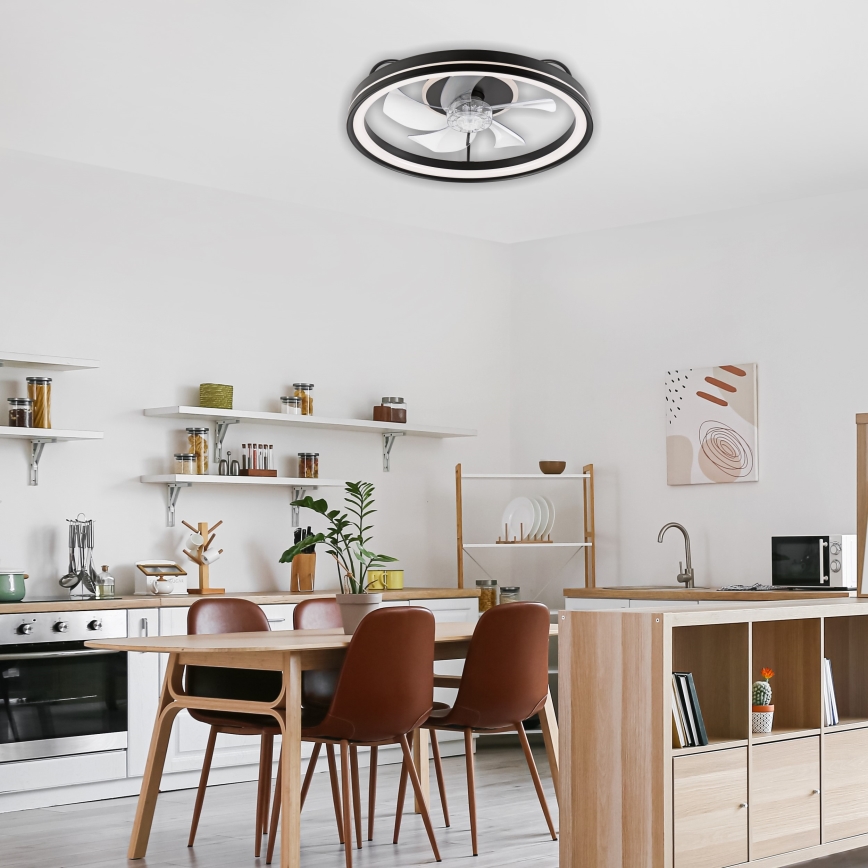LED Dimbare plafondlamp met ventilator FARGO LED/37W/230V zwart + afstandsbediening
