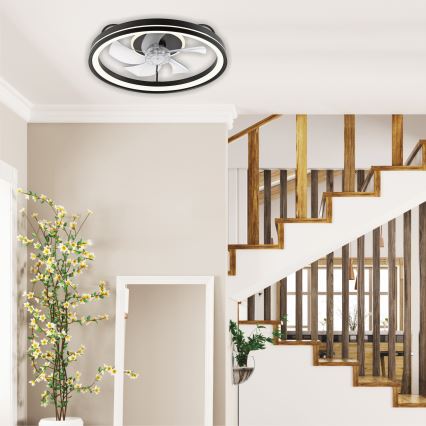 LED Dimbare plafondlamp met ventilator FARGO LED/37W/230V zwart + afstandsbediening