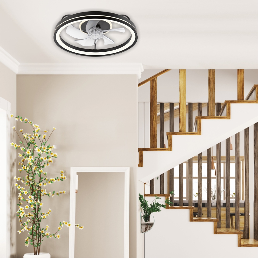 LED Dimbare plafondlamp met ventilator FARGO LED/37W/230V zwart + afstandsbediening