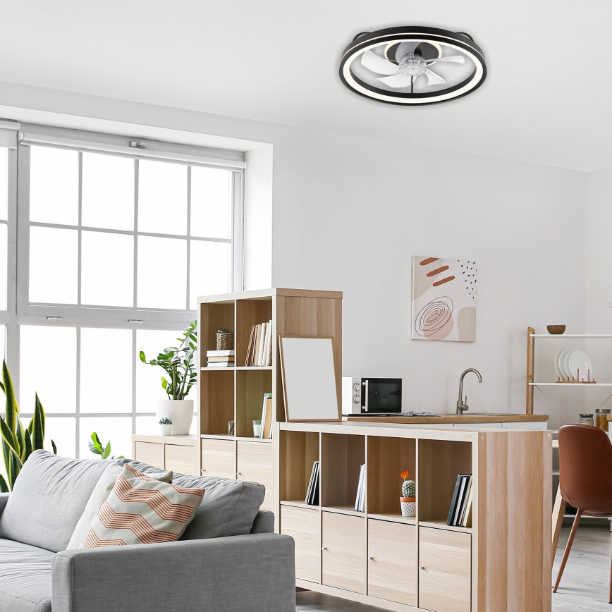 LED Dimbare plafondlamp met ventilator FARGO LED/37W/230V zwart + afstandsbediening