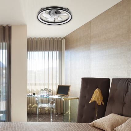 LED Dimbare plafondlamp met ventilator FARGO LED/37W/230V zwart + afstandsbediening