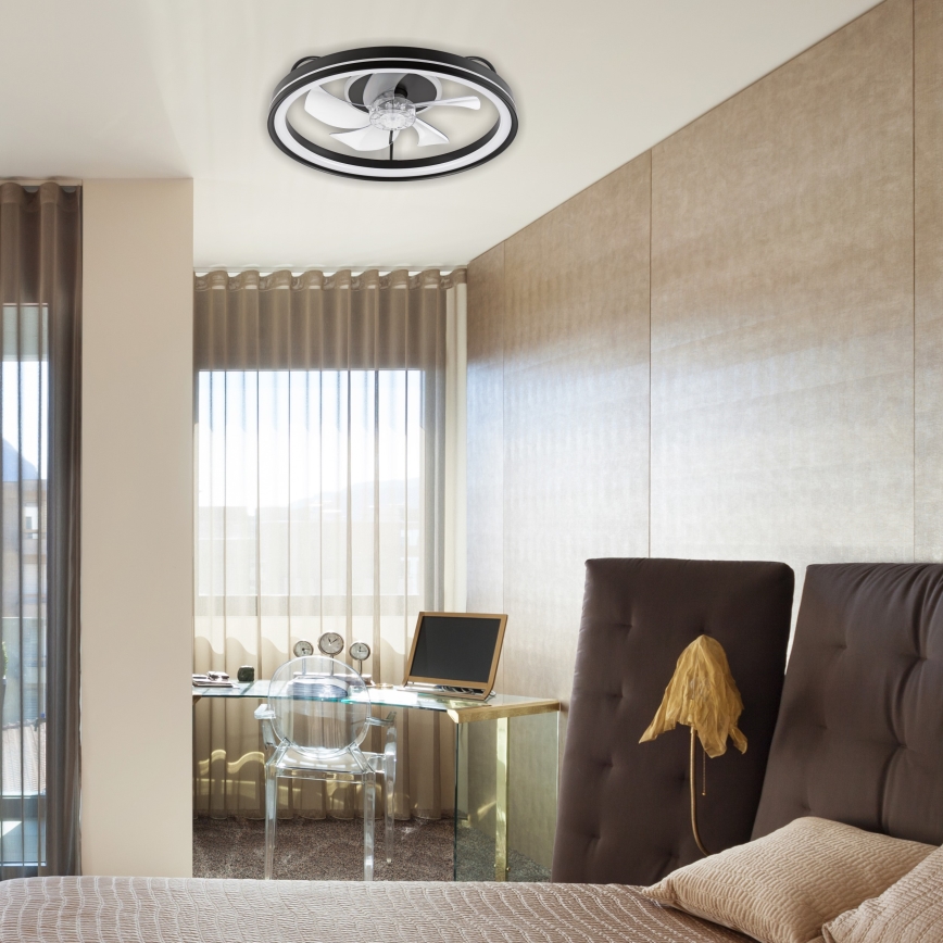 LED Dimbare plafondlamp met ventilator FARGO LED/37W/230V zwart + afstandsbediening