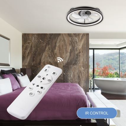 LED Dimbare plafondlamp met ventilator FARGO LED/37W/230V zwart + afstandsbediening