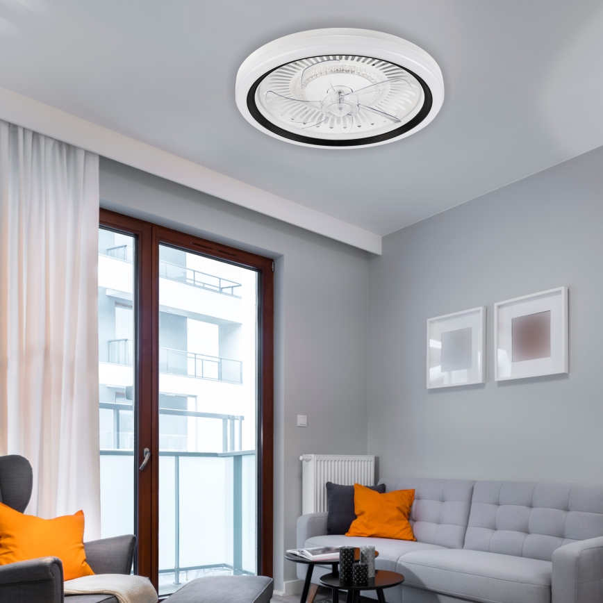 LED Dimbare plafondlamp met ventilator GEMMA LED/37W/230V wit + afstandsbediening