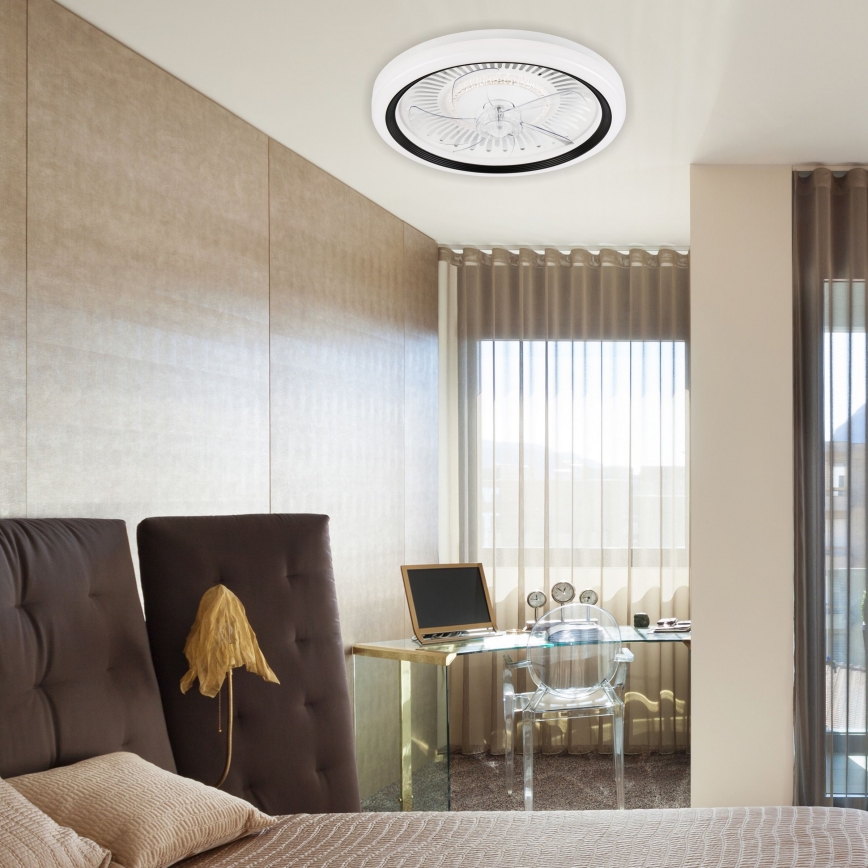 LED Dimbare plafondlamp met ventilator GEMMA LED/37W/230V wit + afstandsbediening