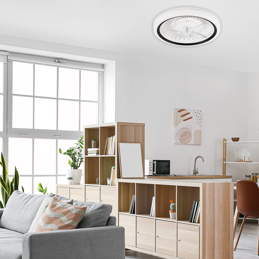 LED Dimbare plafondlamp met ventilator GEMMA LED/37W/230V wit + afstandsbediening