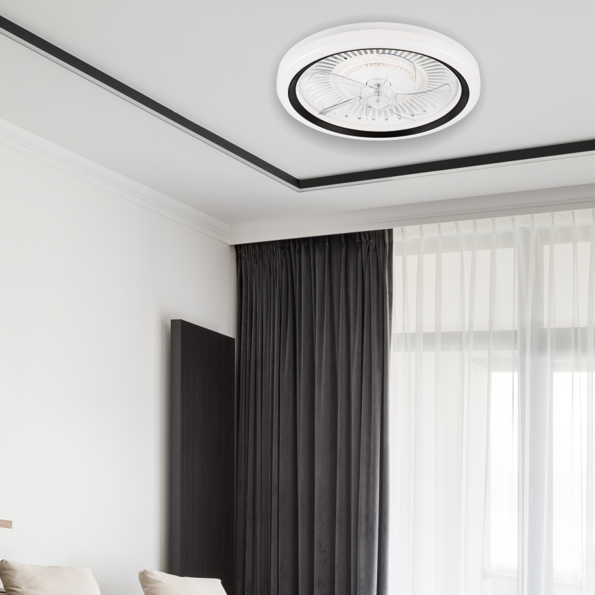 LED Dimbare plafondlamp met ventilator GEMMA LED/37W/230V wit + afstandsbediening