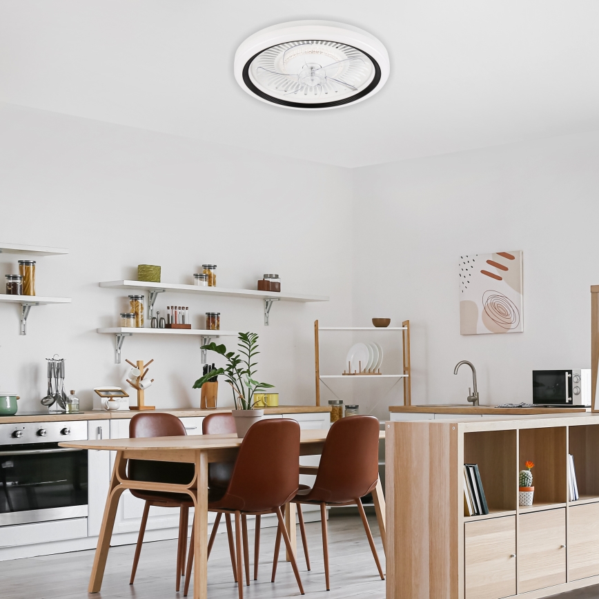 LED Dimbare plafondlamp met ventilator GEMMA LED/37W/230V wit + afstandsbediening