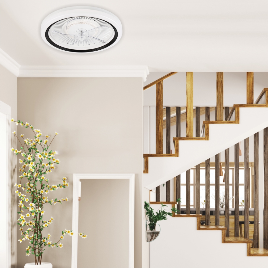 LED Dimbare plafondlamp met ventilator GEMMA LED/37W/230V wit + afstandsbediening