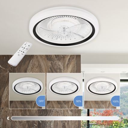 LED Dimbare plafondlamp met ventilator GEMMA LED/37W/230V wit + afstandsbediening