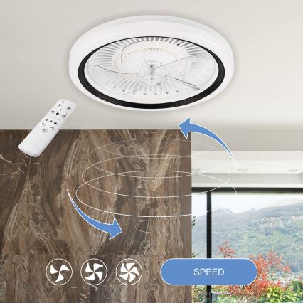 LED Dimbare plafondlamp met ventilator GEMMA LED/37W/230V wit + afstandsbediening
