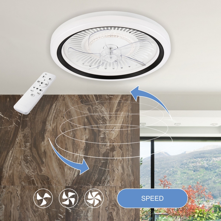 LED Dimbare plafondlamp met ventilator GEMMA LED/37W/230V wit + afstandsbediening