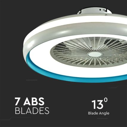 LED Plafondlamp wtih a fan LED/45W/230V 3000/4000/6500K blauw + afstandsbediening