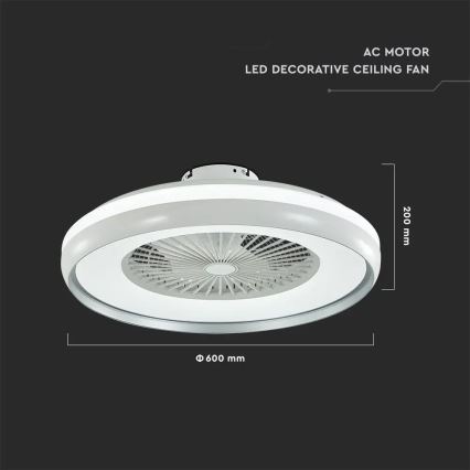 LED Plafondlamp met een ventilator LED/45W/230V 3000/4000/6500K grijs + afstandsbediening