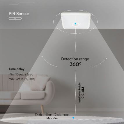 LED Plafondlamp met sensor SAMSUNG CHIP LED/12W/230V 3000/4000/6000K wit