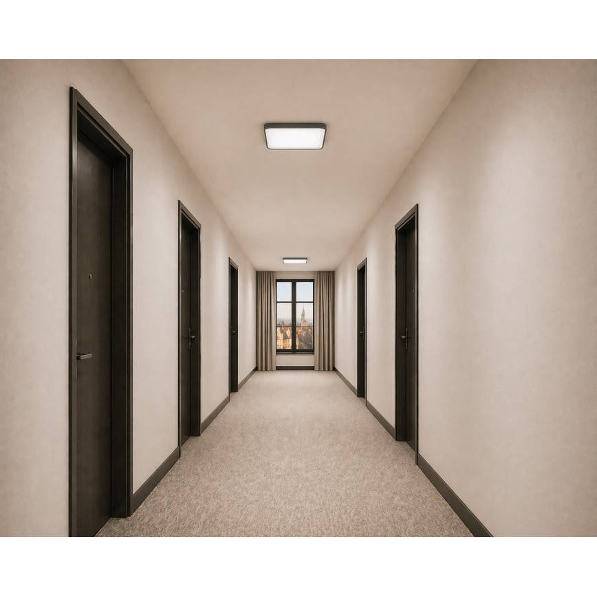 LED-plafondlamp met bewegings- en schemersensor WILTON LED/24W/230V 4000K 33x33 cm antraciet