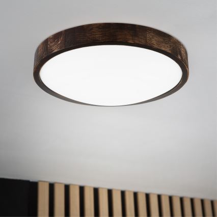 LED plafondlamp OAK SLIM LED/36W/230V 4000K Ø 37 cm eik/donkerbruin