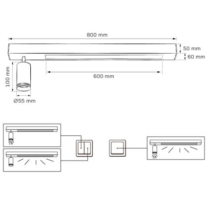 LED Plafondlamp PARIJS LED/24W/230V + 1xGU10/10W zwart