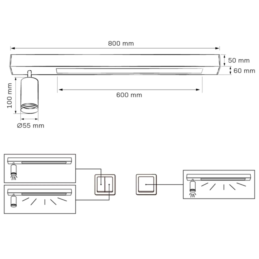 LED Plafondlamp PARIJS LED/24W/230V + 1xGU10/10W zwart