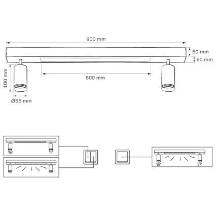 LED Plafondlamp PARIJS LED/24W/230V + 2xGU10/10W zwart