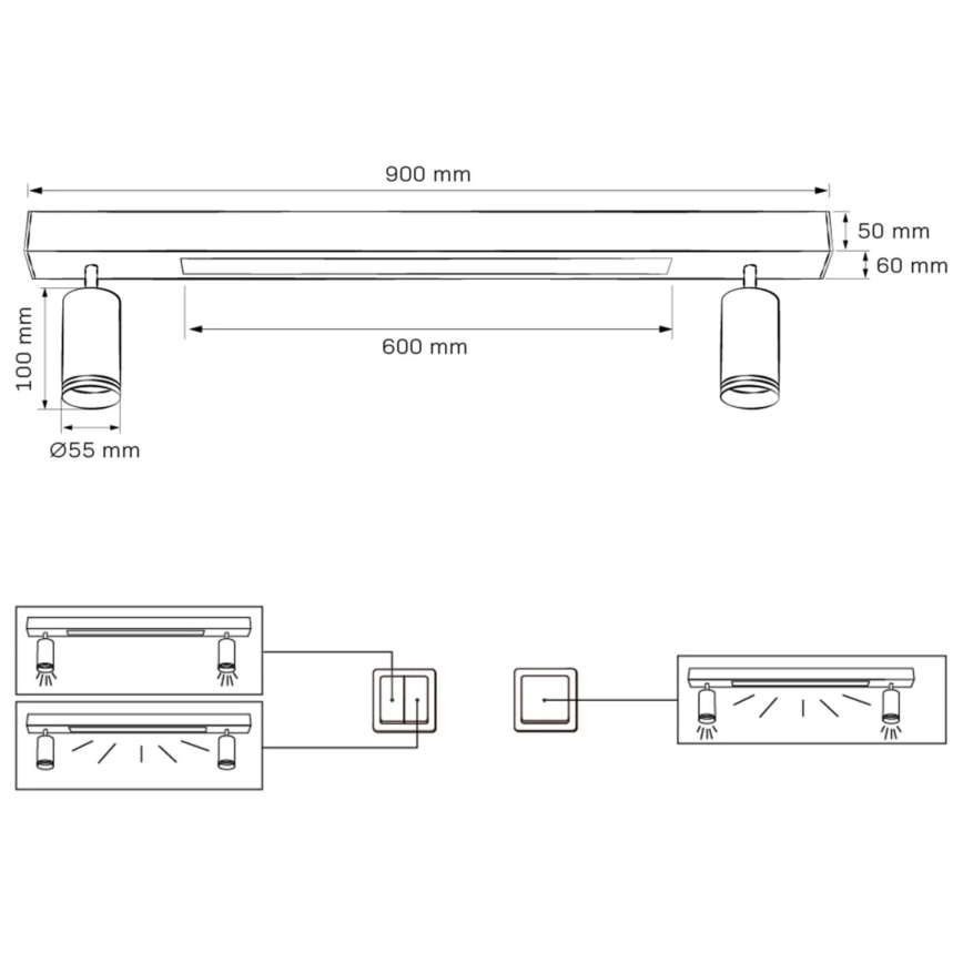 LED Plafondlamp PARIJS LED/24W/230V + 2xGU10/10W zwart
