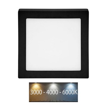 LED Plafondlamp RAFA LED/12W/230V 3000/4000/6000K 17x17 cm zwart