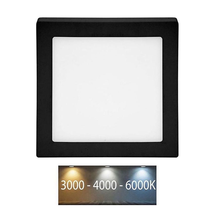 LED Plafondlamp RAFA LED/12W/230V 3000/4000/6000K 17x17 cm zwart
