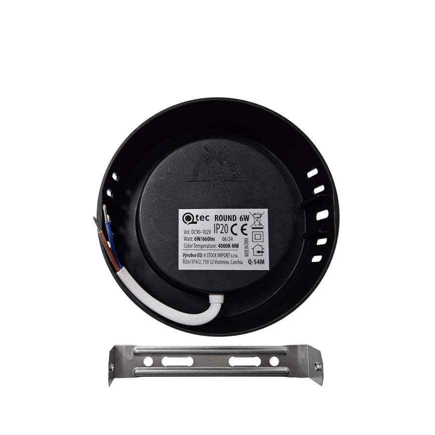 LED Plafondlamp ROUND LED/6W/230V 4000K diameter 12,1 cm zwart
