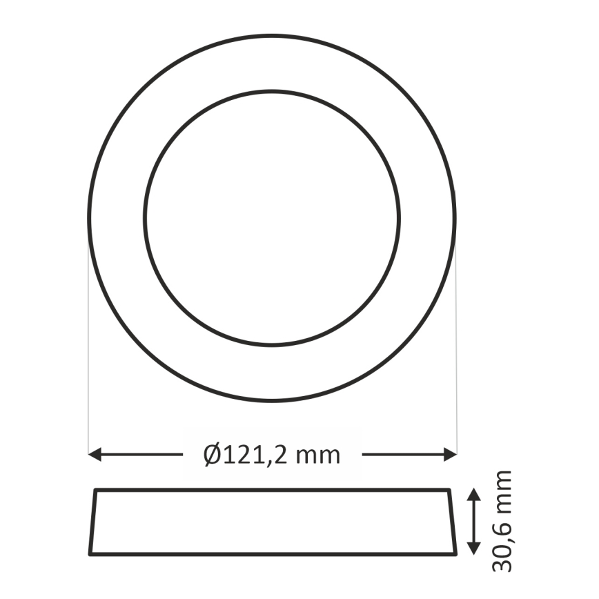 LED Plafondlamp ROUND LED/6W/230V 4000K diameter 12,1 cm zwart