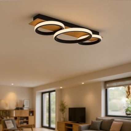 LED-plafondlamp ROWENA LED/18W/230V zwart/bruin