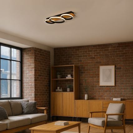 LED-plafondlamp ROWENA LED/18W/230V zwart/bruin