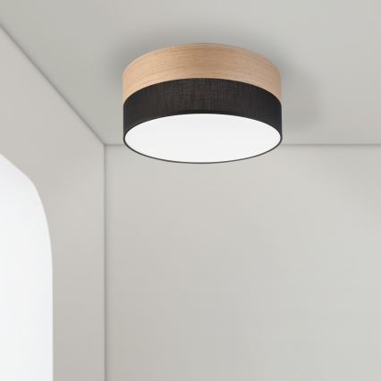 LED Plafondlamp SIRJA WOOD LED/20W/230V diameter 35 cm zwart/eiken