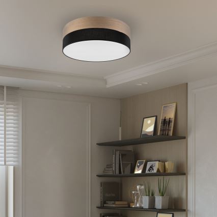 LED Plafondlamp SIRJA WOOD LED/36W/230V diameter 45 cm zwart/eiken