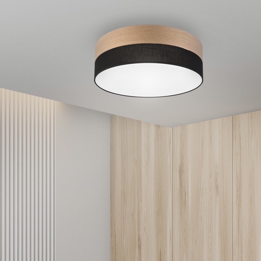 LED Plafondlamp SIRJA WOOD LED/36W/230V diameter 45 cm zwart/eiken