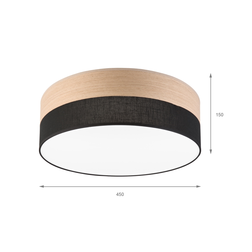 LED Plafondlamp SIRJA WOOD LED/36W/230V diameter 45 cm zwart/eiken