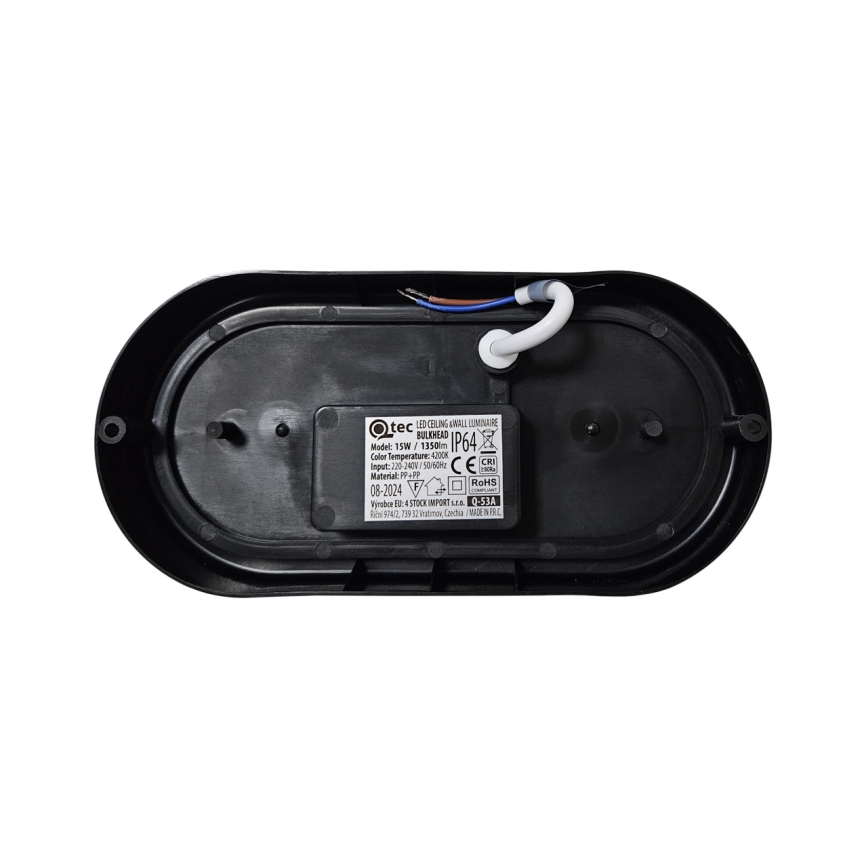 LED Plafondlamp voor buiten LED/15W/230V 4200K 20x9,8 cm IP64 zwart