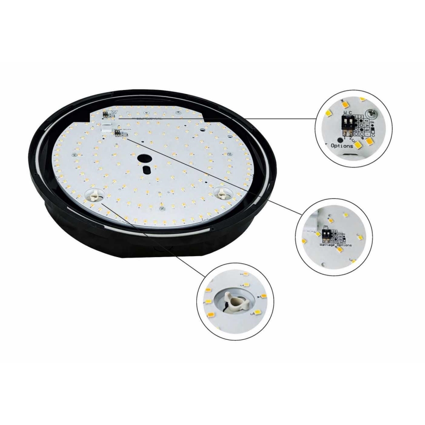 LED Dimbaar buitenshuis plafond lamp STROPY LED/12/15/18/22W/230V 3000/4000/6000K IP65 zwart