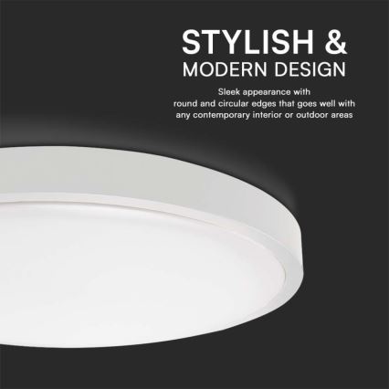 LED-badkamerplafondlamp 18W/230V 4000K IP44 Ø25 cm wit