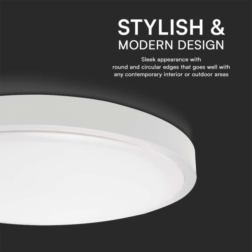 LED-badkamerplafondlamp 18W/230V 4000K IP44 Ø25 cm wit