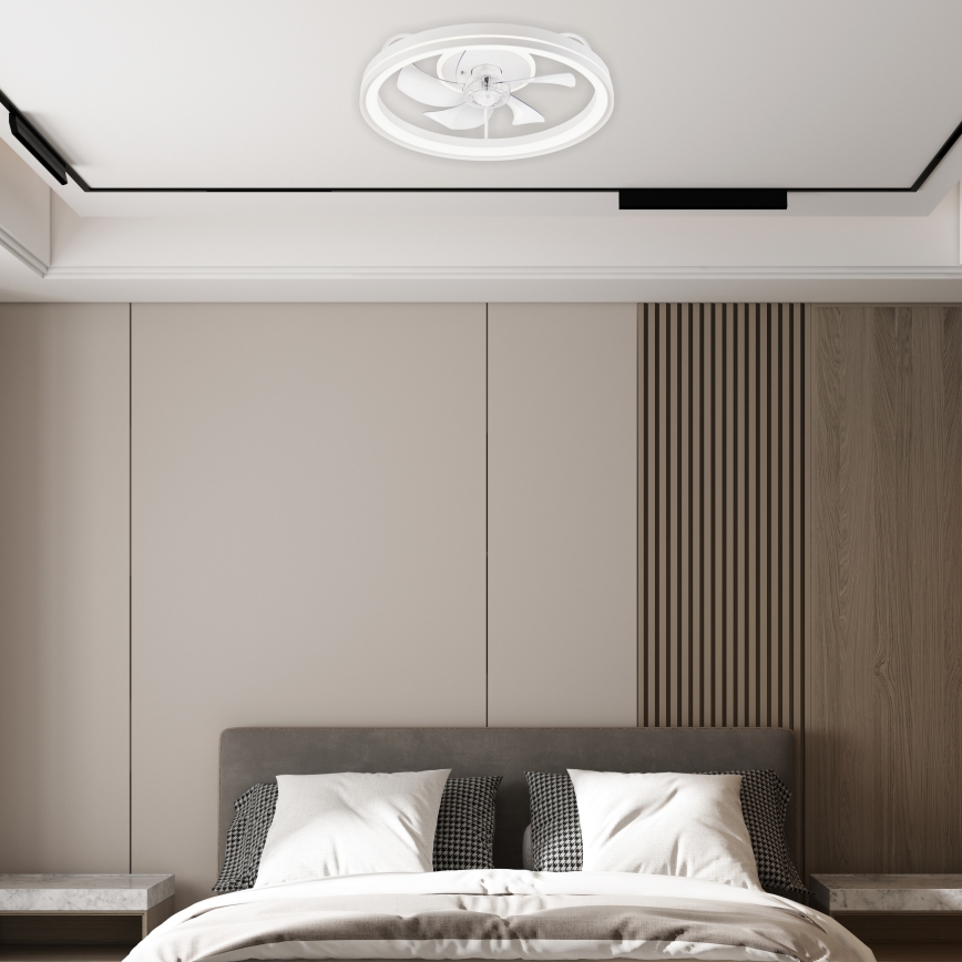 LED Dimbaar plafondlamp met ventilator FARGO LED/37W/230V wit + afstandsbediening
