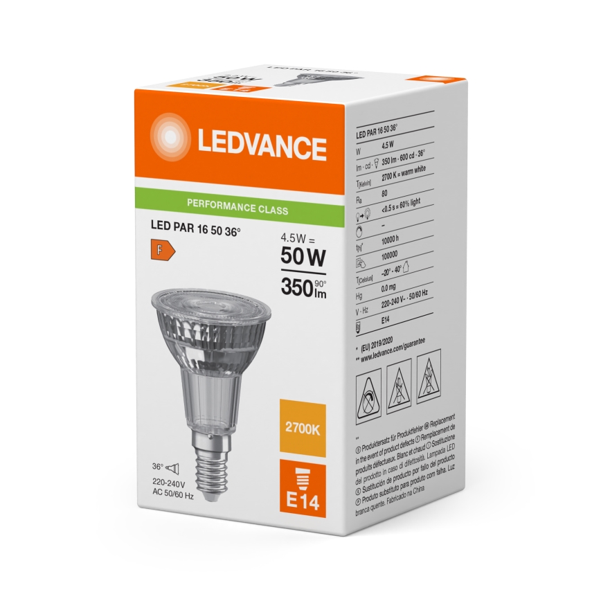 LED reflectorlamp PAR16 E14/4,5W/230V 2700K 36° - Ledvance