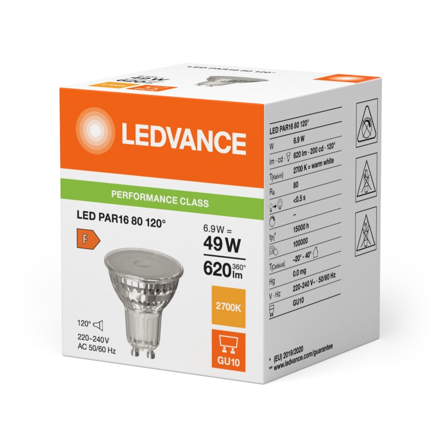 LED-reflectorlamp PAR16 GU10/6,9W/230V 2700K 120° - Ledvance