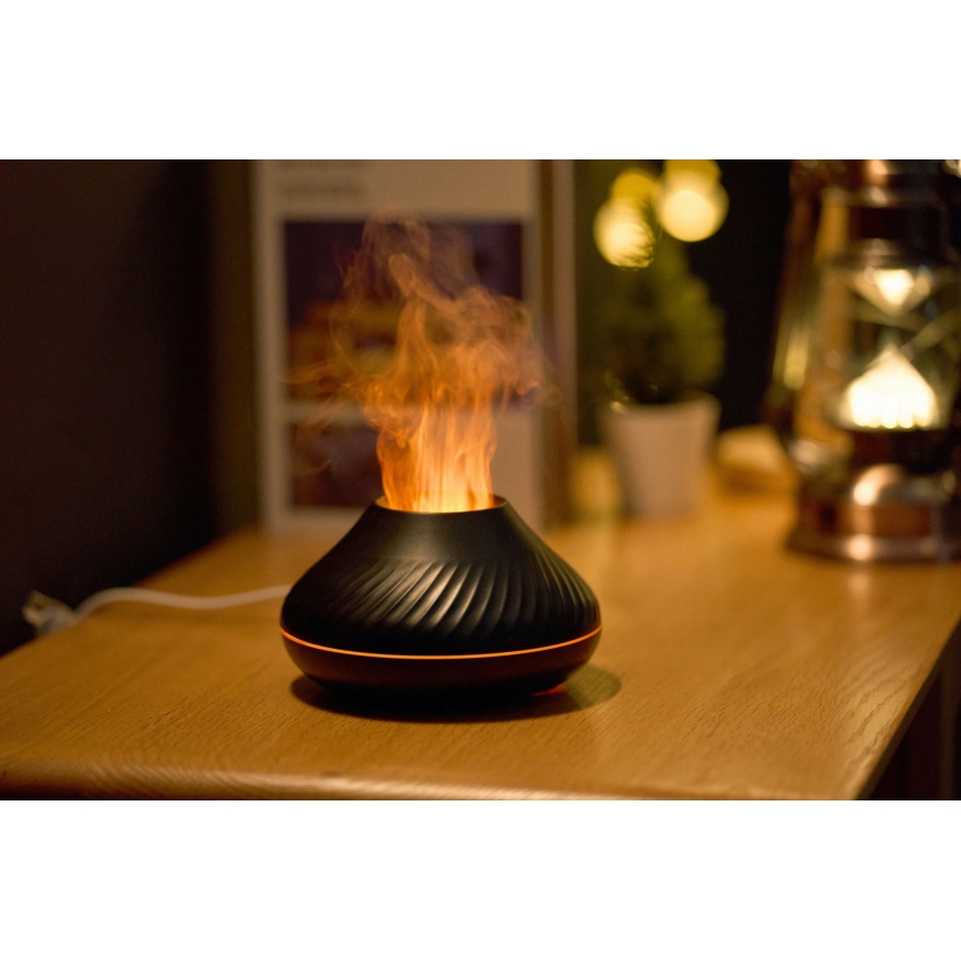 LED RGB Aroma diffuser met vlamimitatie LED/6,5W/5V 130ml zwart