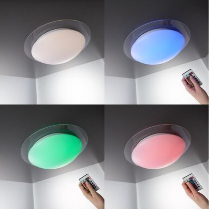 LED RGB Badkamer plafondlamp dimbaar + afstandsbediening ASKELLA LED/12W/230V IP44