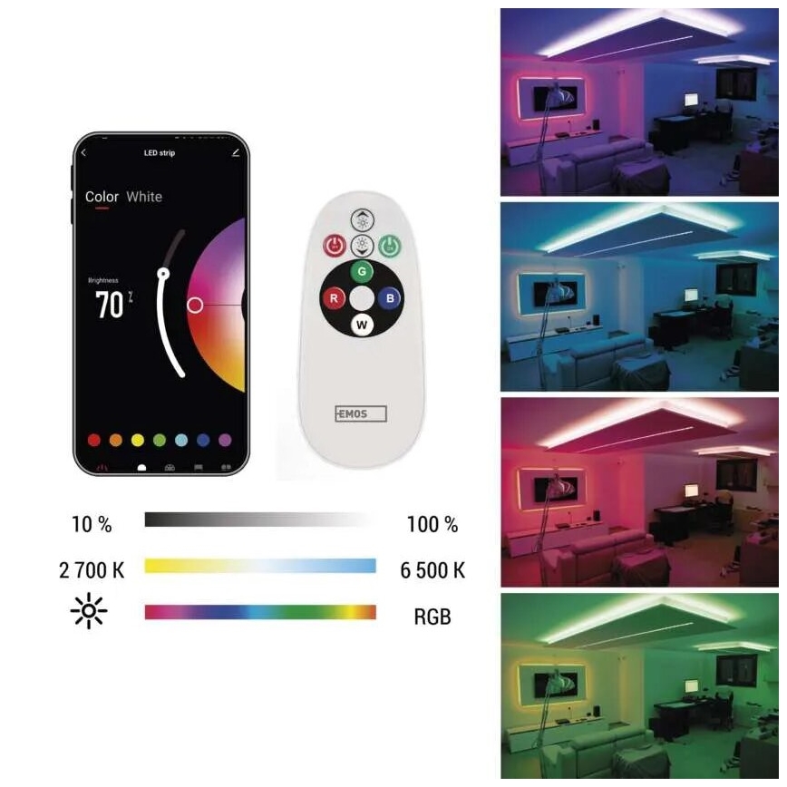LED RGB+CCT Dimbare strip GOSMART LED/11W/230V 2 m 2700-6500K IP44 Wi-Fi + afstandsbediening