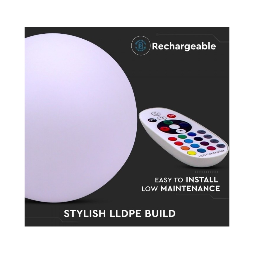 LED RGB Dimbaar buitenshuis lamp LED/1W/5V 1000 mAh 30 cm IP67 + afstandsbediening