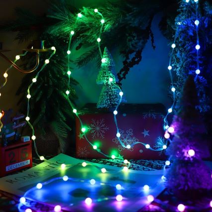 LED RGB Dimbaar Kerst gordijn WIZARD 400xLED/USB 2x2m + afstandsbediening