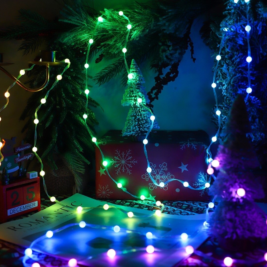 LED RGB Dimbaar Kerst gordijn WIZARD 400xLED/USB 2x2m + afstandsbediening